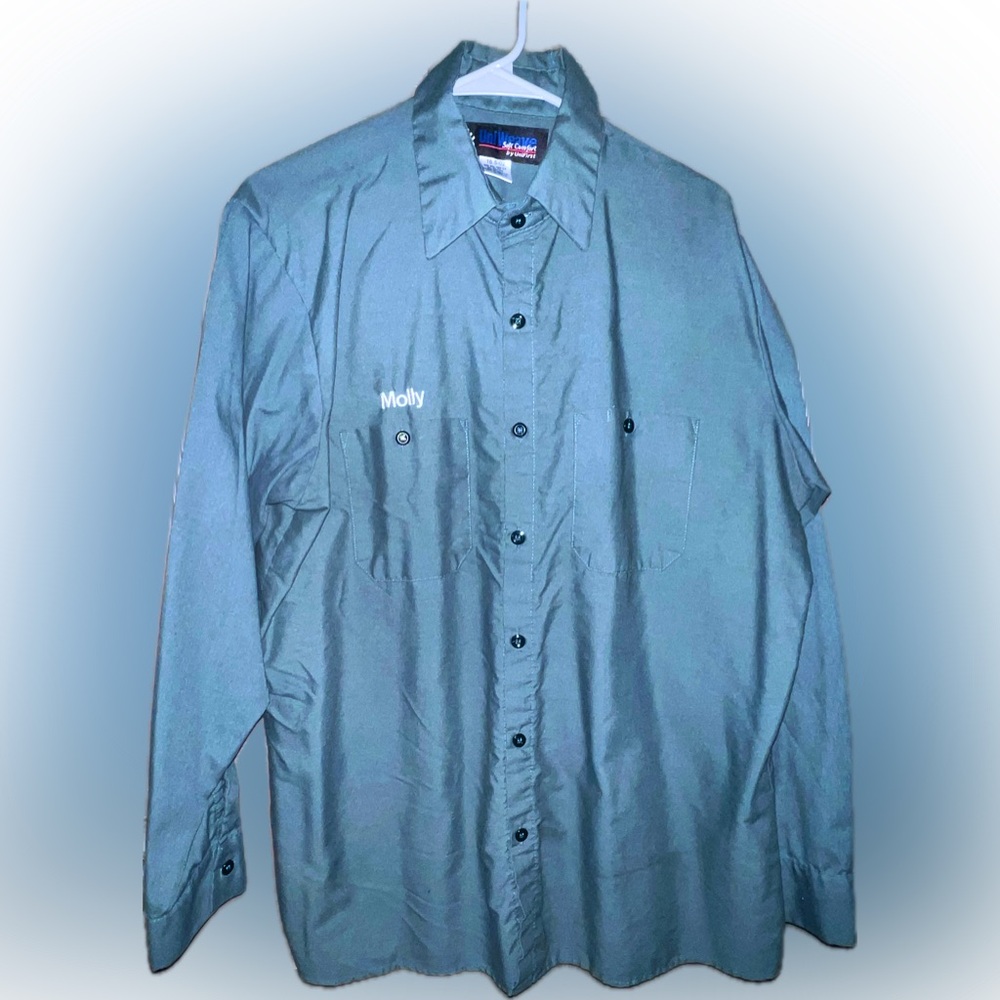 UniWeave By UniFirst Uniform/Mechanic Shirt, Dusty Sage Green, Size L/XL, NWOT